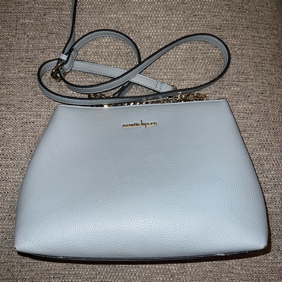 NANETTE LEPORE CONVERTIBLE DOUBLE CROSSBODY HANDBAG IN CHAMBRAY - Picture 2 of 12